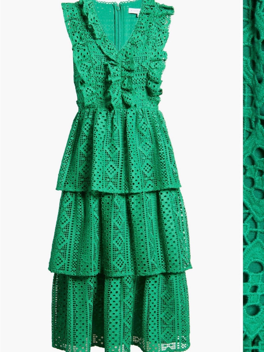 English Rose All Over Lace Green Midi